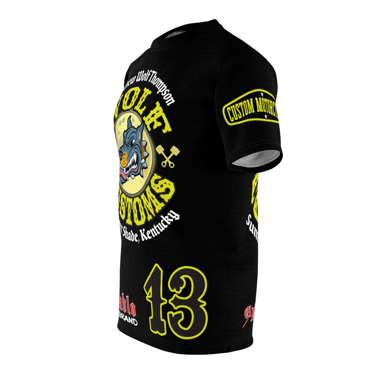 MWT Wolf Customs 13 Black & XL Graphics-Retro Style Super Riding Tee — Retro Motorcycle Club Shirt, The Best Biker Riding Tee EVER !!!
