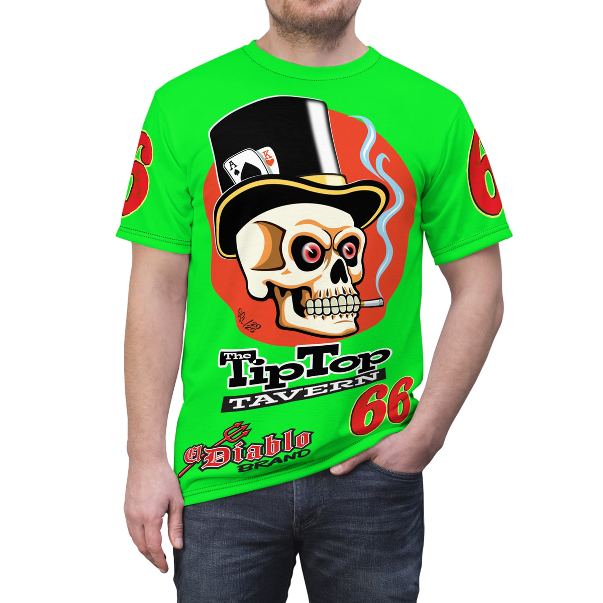 VERY SPECIAL Tip Top Tavern Dive Bar -HiViZ Lumina Green Super Riding Tee (*Limited Edition) - Florida's Best Dive Bar, Bikes Beers Babes & Bros. - Honouring Biker Bars