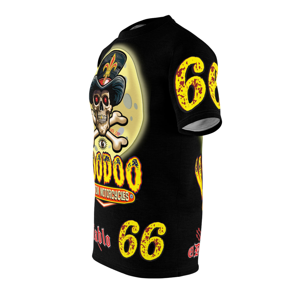 Voodoo Custom Motorcycles Black HiViz Tee, Edgy Graphic Shirt, Motorcycle Apparel, Skull T-Shirt, Perfect for Bikers
