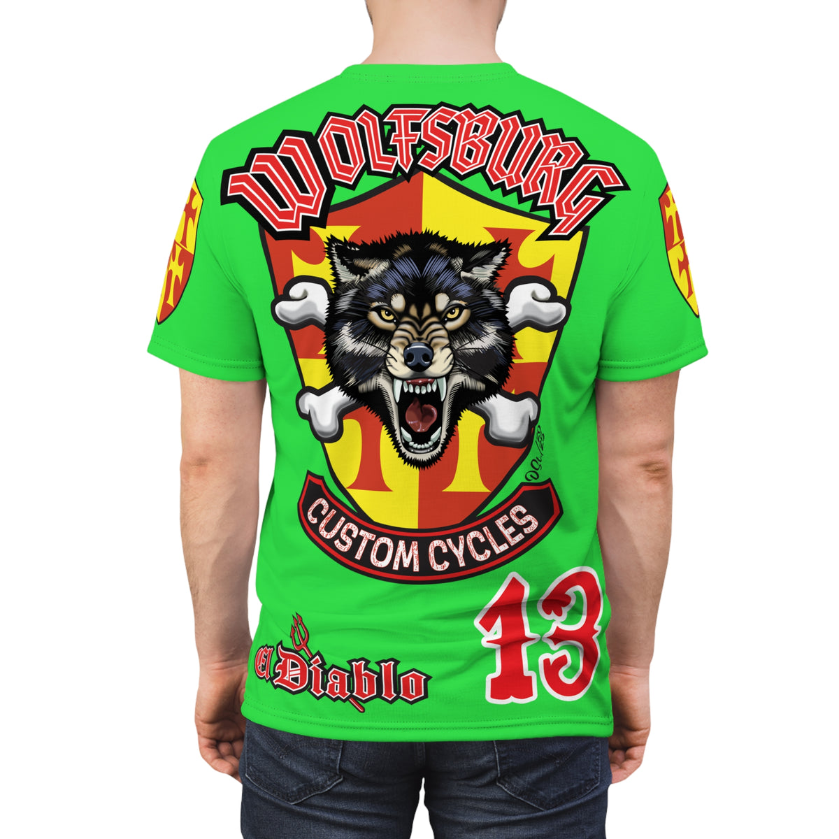 Very Special Wolfsburg Custom Cycles HiViz Graphic Super Tee for Bikers