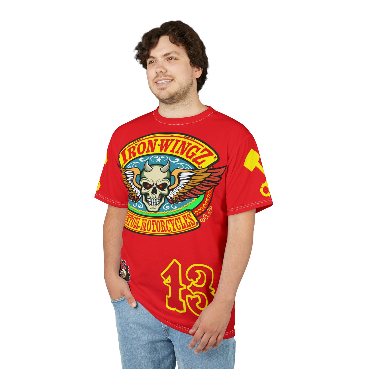 Iron WingZ Customs HIviz Graphic Super Tee, Edgy Streetwear, Customized Apparel, Gift for Bikers