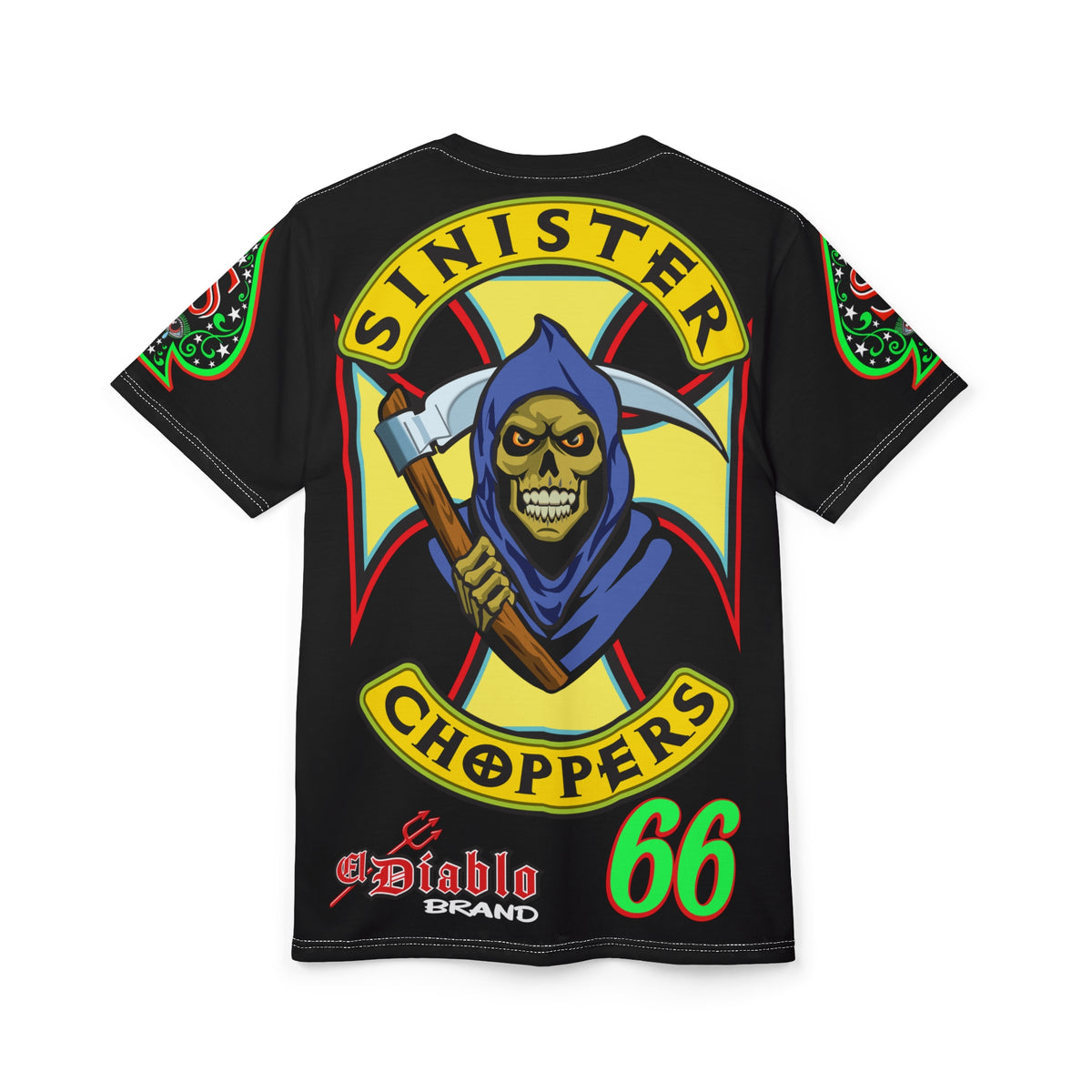 SRT Sinister Choppers Reaper Super Tee - Gothic Graphic T-Shirt for Motorcycle Riders