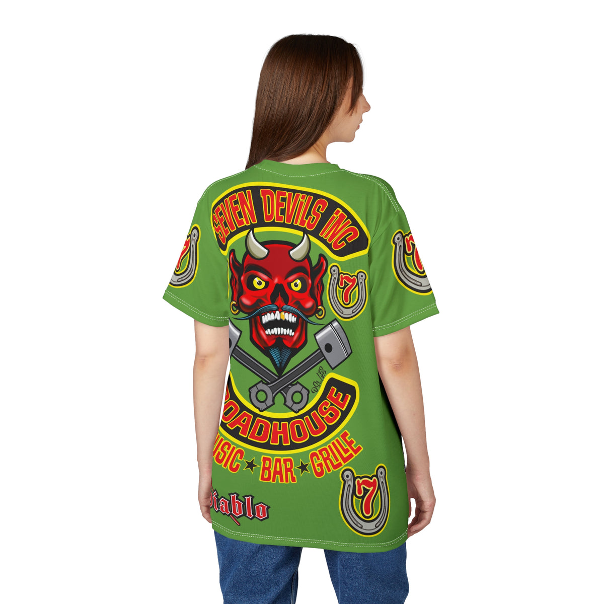 Seven Devils Inc. Roadhouse HiViz Design, Edgy Biker Shirt, Special Motorcycle Riding Gear, Seven Devils Inc.