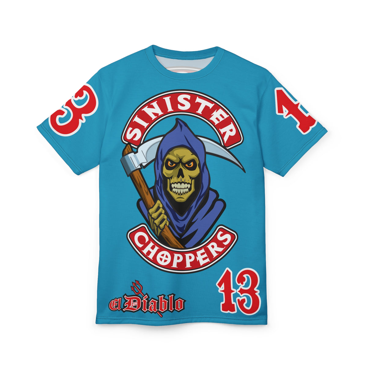 Sinister Choppers Reaper HiViz Super Tee - Unisex Skull Design for Bikers
