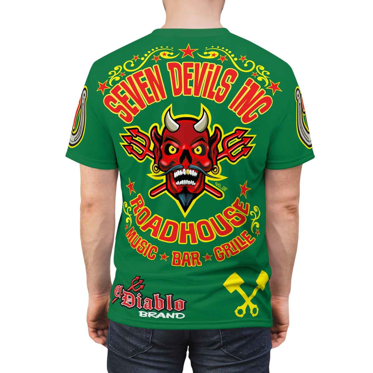 Seven Devils Inc. Roadhouse Deluxe HiViz Graphic Tee - Motorcycle Custom Riding Super Tee