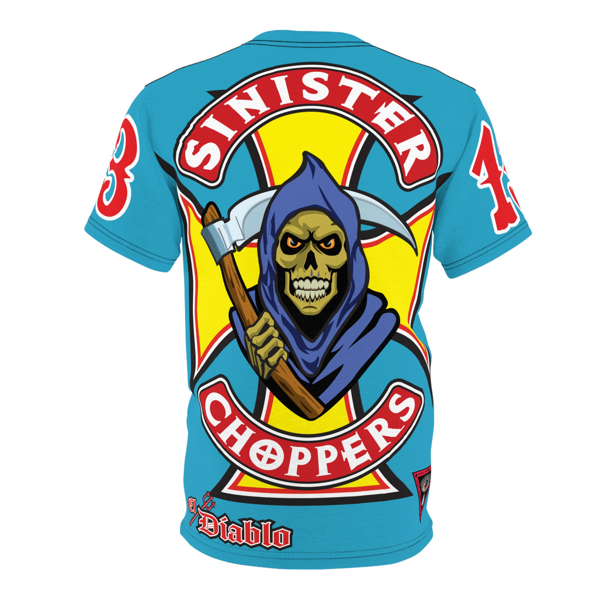 Sinister Choppers Reaper HiViz Super Tee - Unisex Skull Design for Bikers