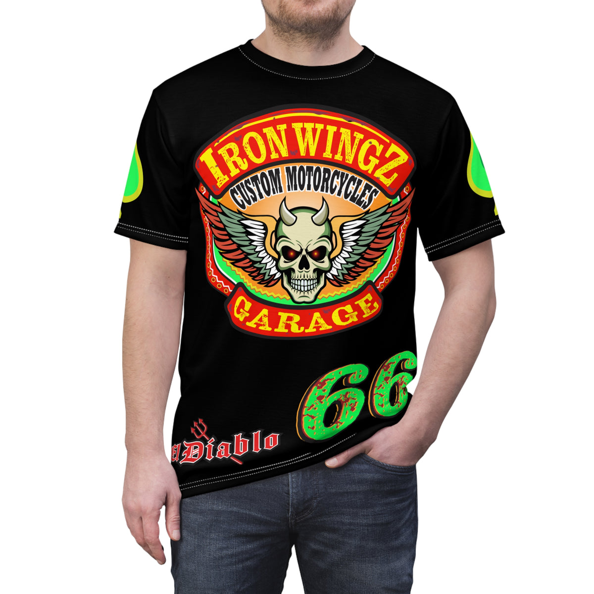Iron Wingz Custom Motorcycle Unisex Super Tee - Bold Graphic Tee for Bikers