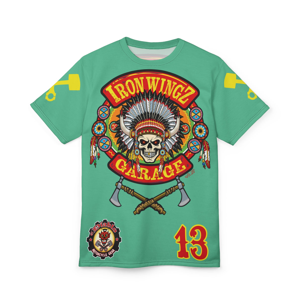 Iron WingZ Customs HIviz Graphic Super Tee, Edgy Streetwear, Customized Apparel, Gift for Bikers