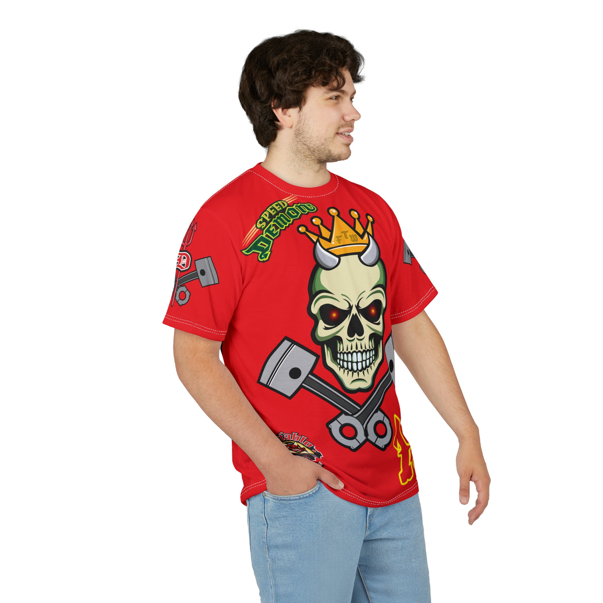 Speed Demon Customs HiViz High Performance Motorcycle Riding Super Tee, Unique High Visibility XL Graphics
