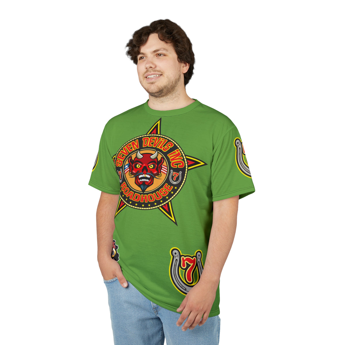 Seven Devils Inc. Roadhouse HiViz Design, Edgy Biker Shirt, Special Motorcycle Riding Gear, Seven Devils Inc.