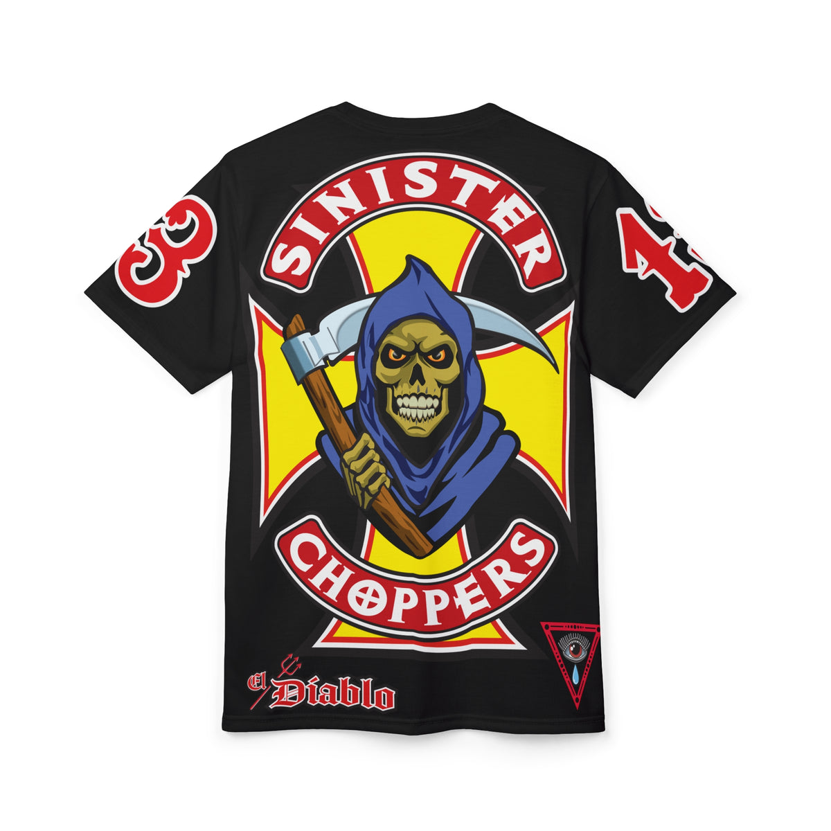 Sinister Choppers Reaper HiViz Super Tee - Unisex Skull Design for Bikers