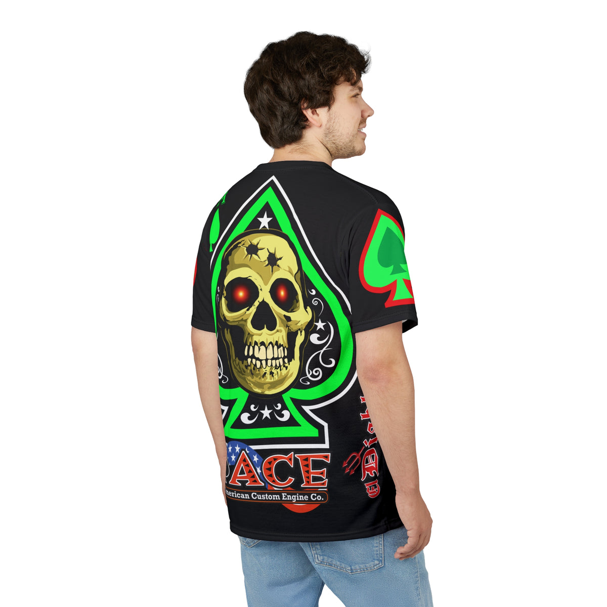 American Custom Engines ACE - Special Lumina Green  Ace of Spades Death Card High visibility Graphics