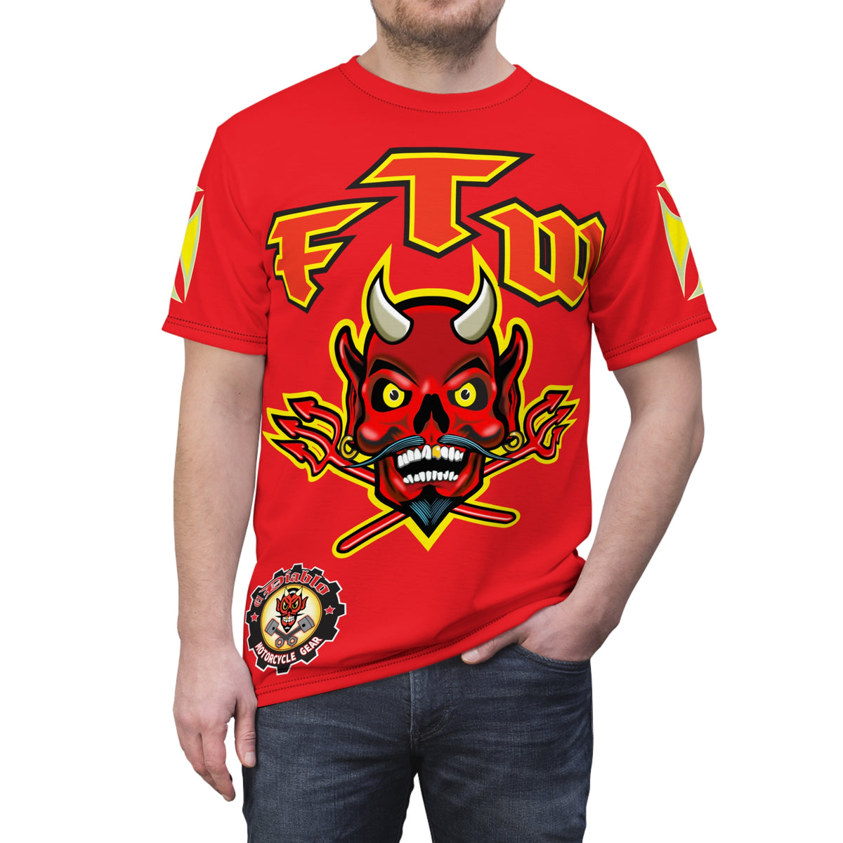FTW Motorcycle Riders Super Tee - Edgy HiViz Colour Graphics - Show Your Attitude in Style