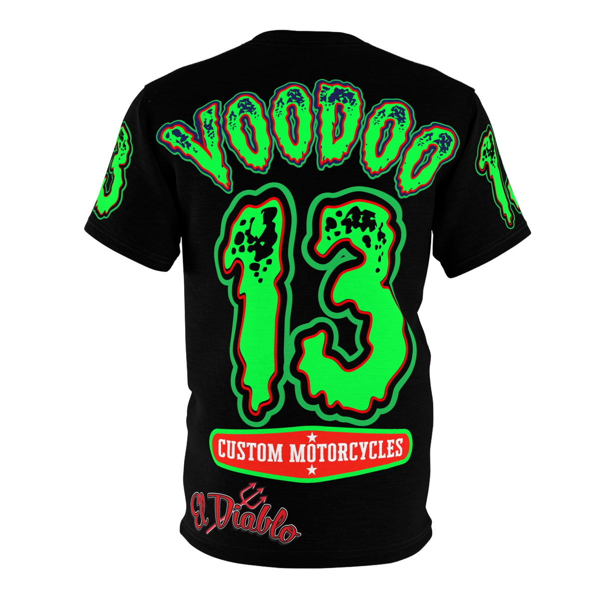 Voodoo Lucky 13 Motorcycle HiViz Super Tee, Unique Graphic Tee, Custom Riding Apparel