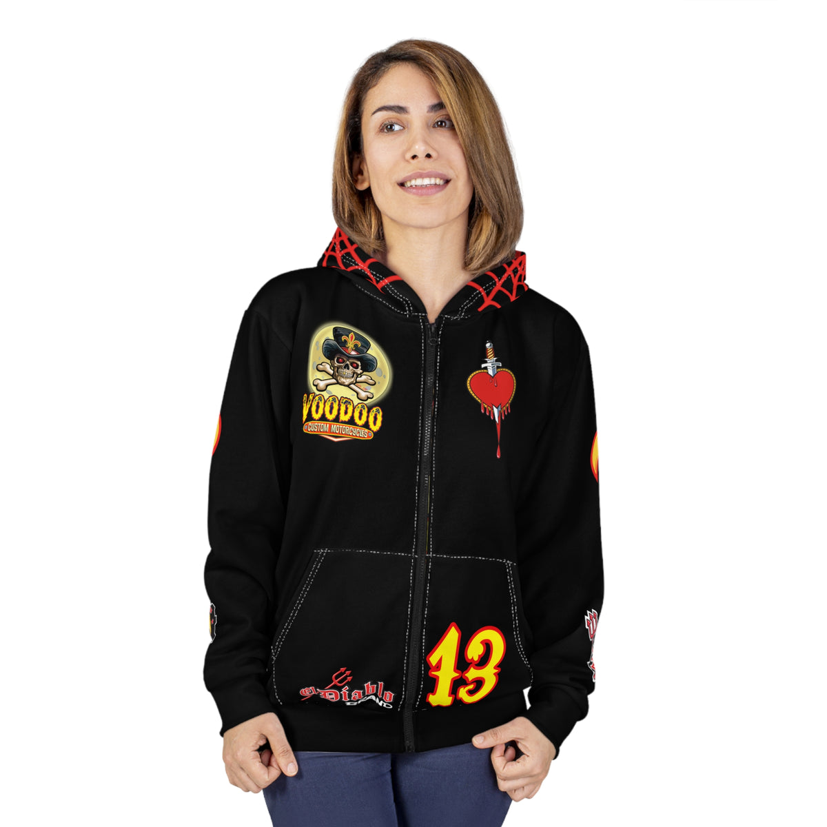 HoodZ VooDoo Customs Unisex Zip Hoodie - Rockin' Motorcycle Riders Gear - Super Comfortable Fit