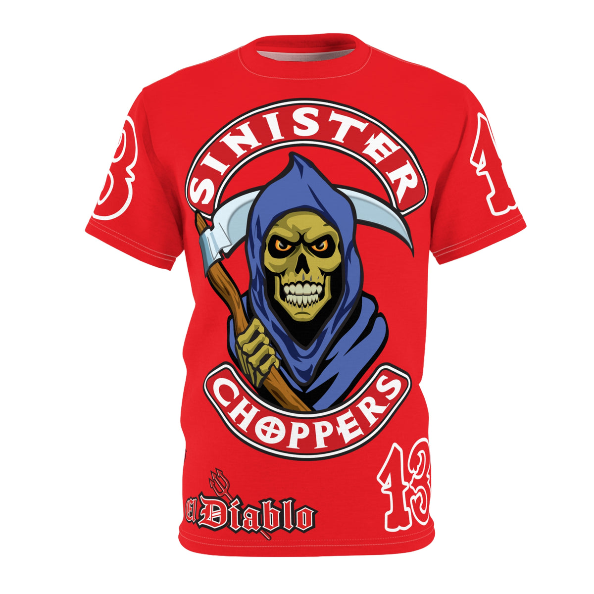 Sinister Choppers Reaper HiViz Super Tee - Unisex Skull Design for Bikers