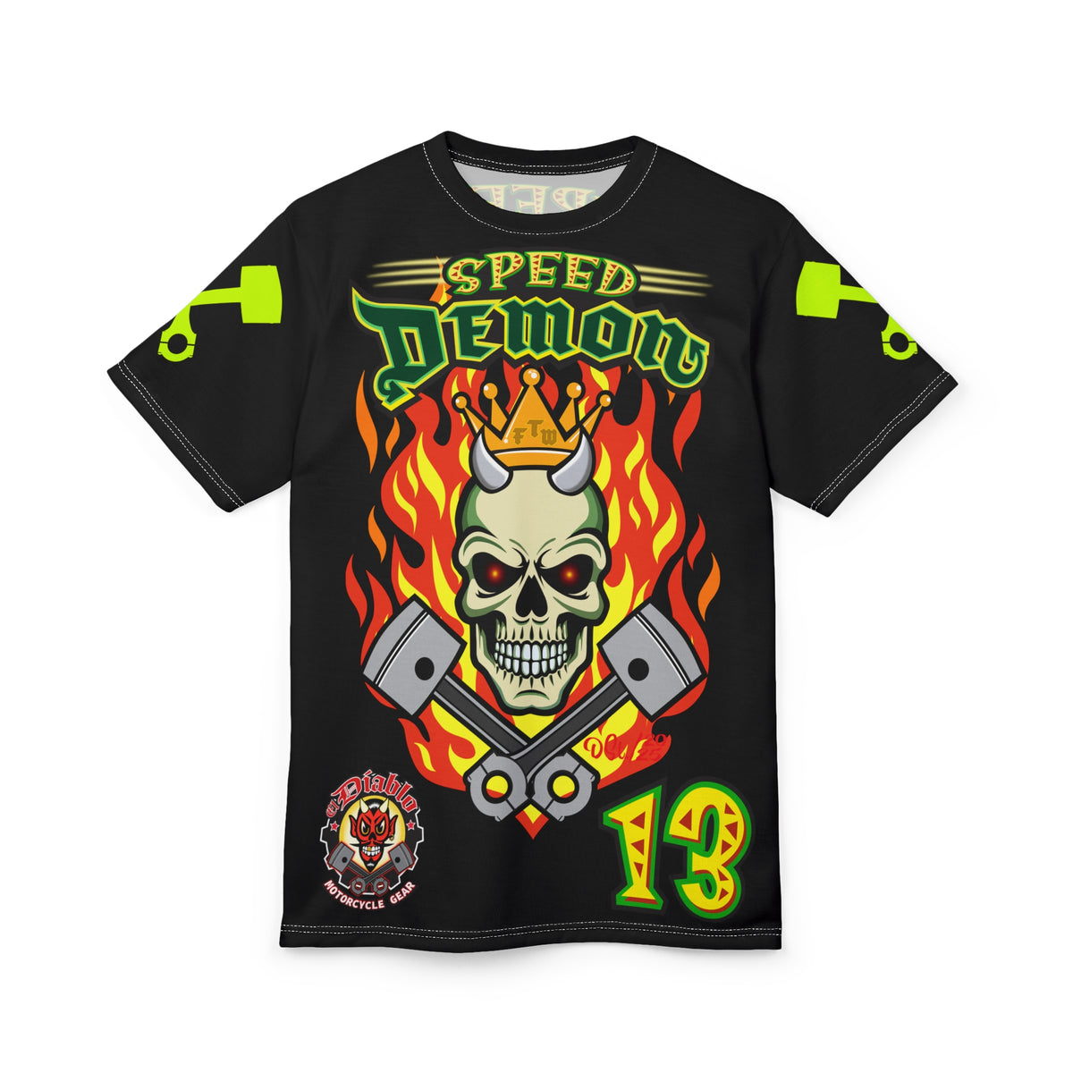 Speed Demon Hellfire HiViz Super Tee - THE Perfect Motorcycle Riding Tee - High Comfort & Perfect Fit Super Tee