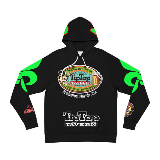 HoodZ Tip Top Tavern America's Best Dive Bar Super Hoodie -Cajun Special Edition -Biker Enthusiasts - Stylish Graphics with High Visibility Lumina Green Accents