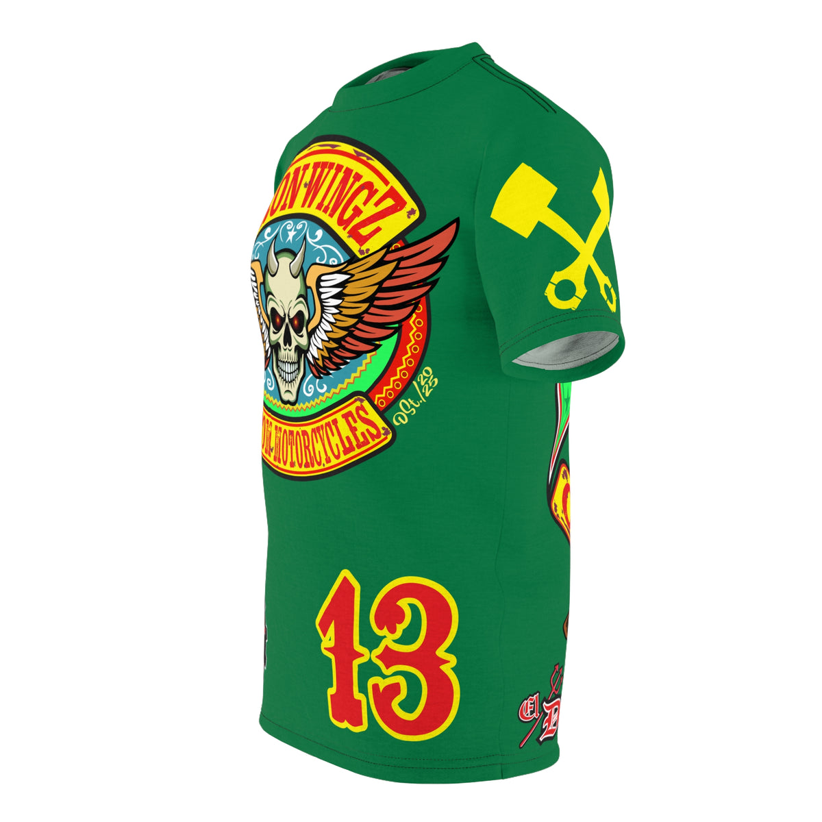 Iron WingZ Customs HIviz Graphic Super Tee, Edgy Streetwear, Customized Apparel, Gift for Bikers