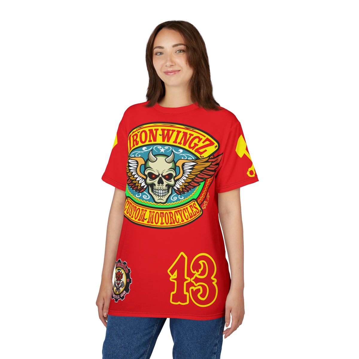 Iron WingZ Customs HIviz Graphic Super Tee, Edgy Streetwear, Customized Apparel, Gift for Bikers
