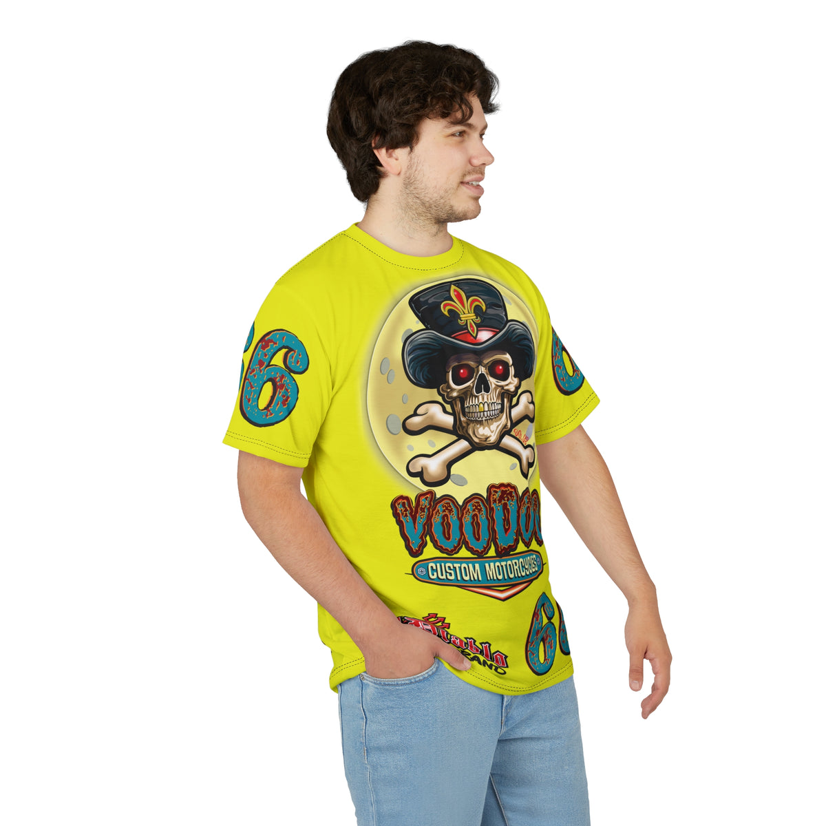 VERY Special HIVIZ Voodoo Customs Graphic Super Tee –  Edgy Style Riding Tee for Bikers