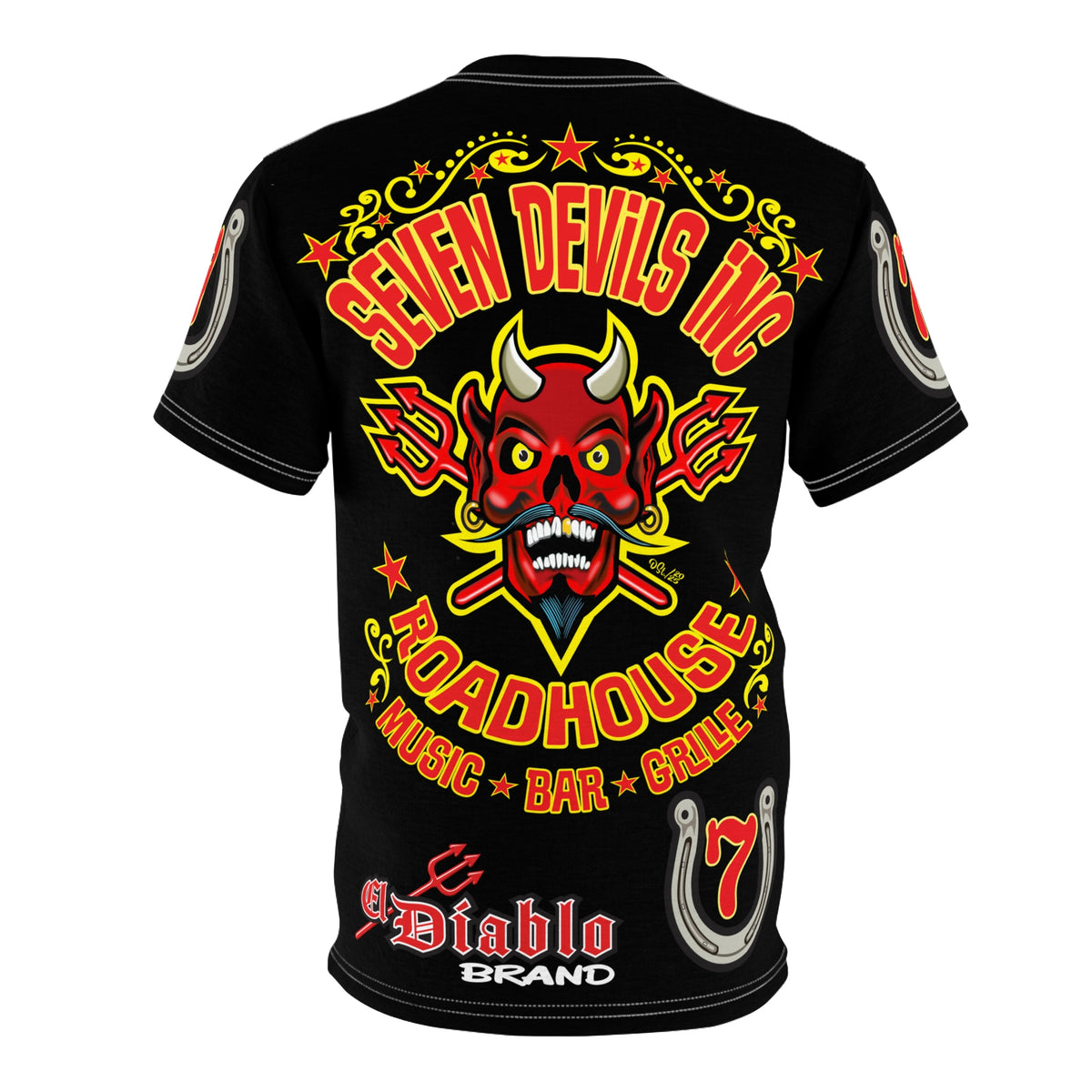 Seven Devils Road House (LIMITED EDITION) Custom Super Riding Tee - Retro Devil Style Graphic Style