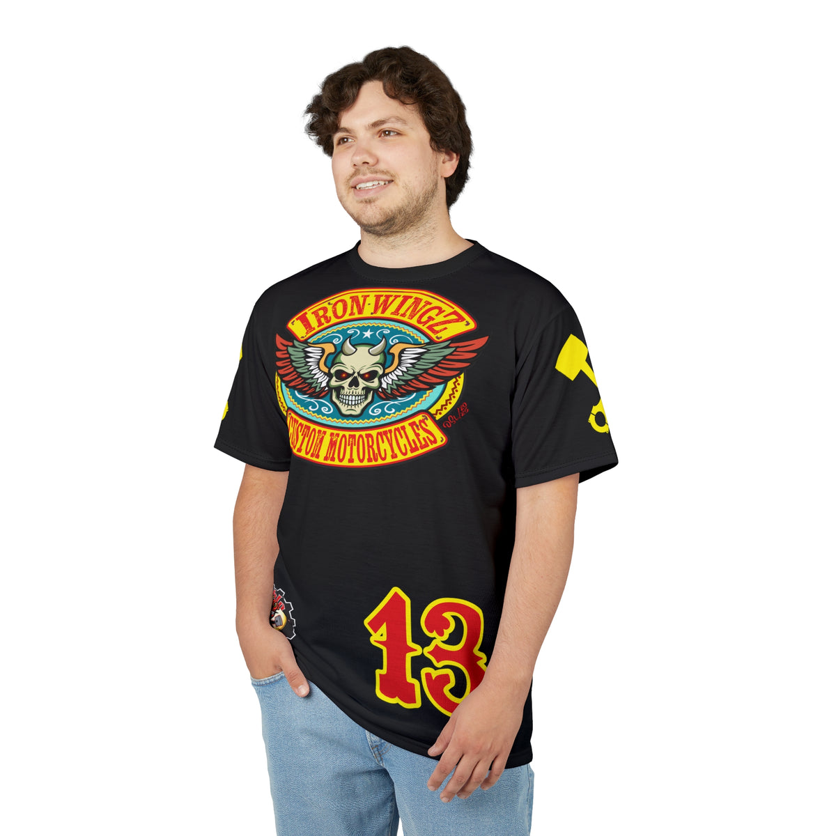 SRT Iron WingZ Custom Motorcycles Graphic Super Riding Tee, Edgy Streetwear, Customized Apparel, Gift for Bikers