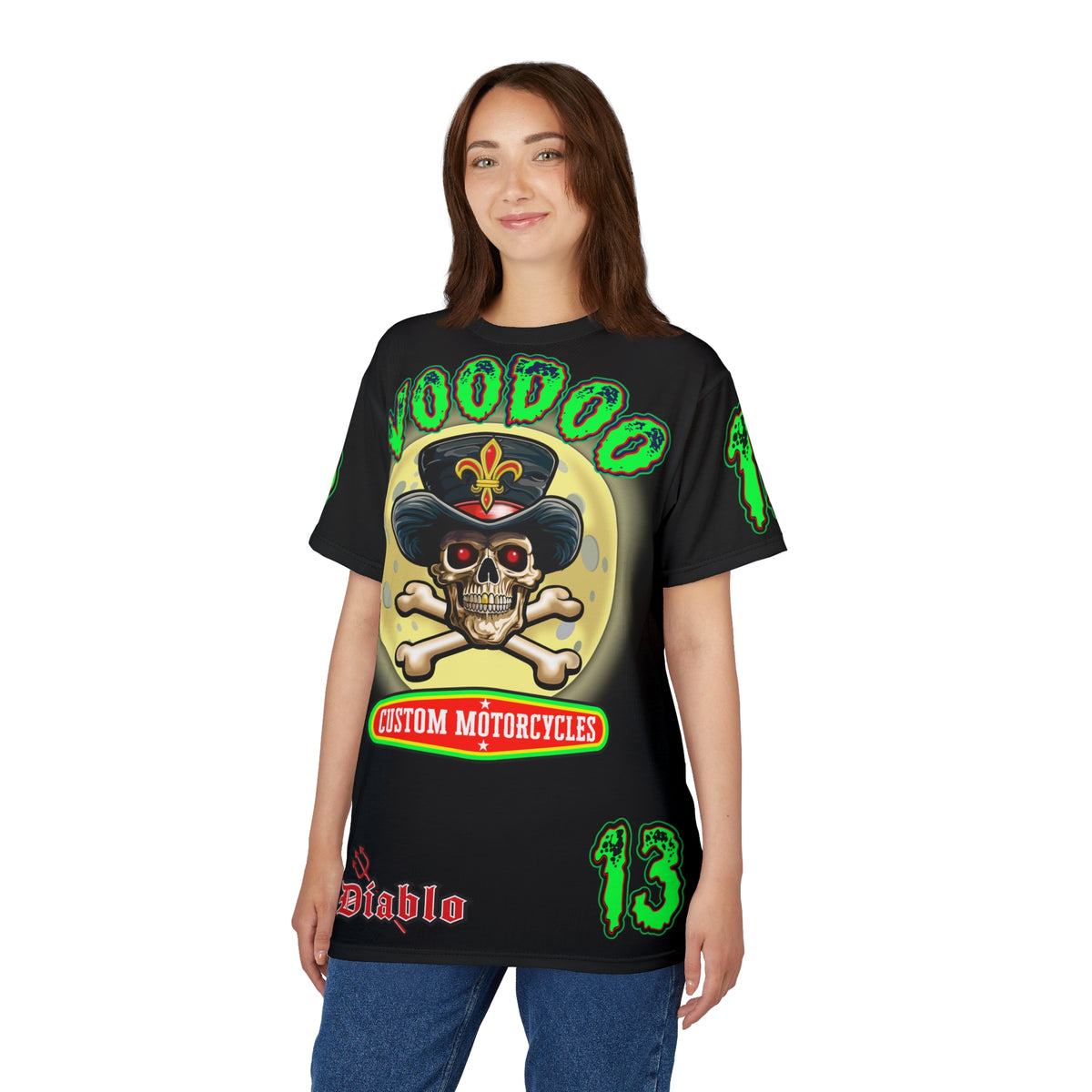 Voodoo Motorcycles Black Majic HiViz Super Tee, Unique Graphic Tee, Custom HiViz Apparel