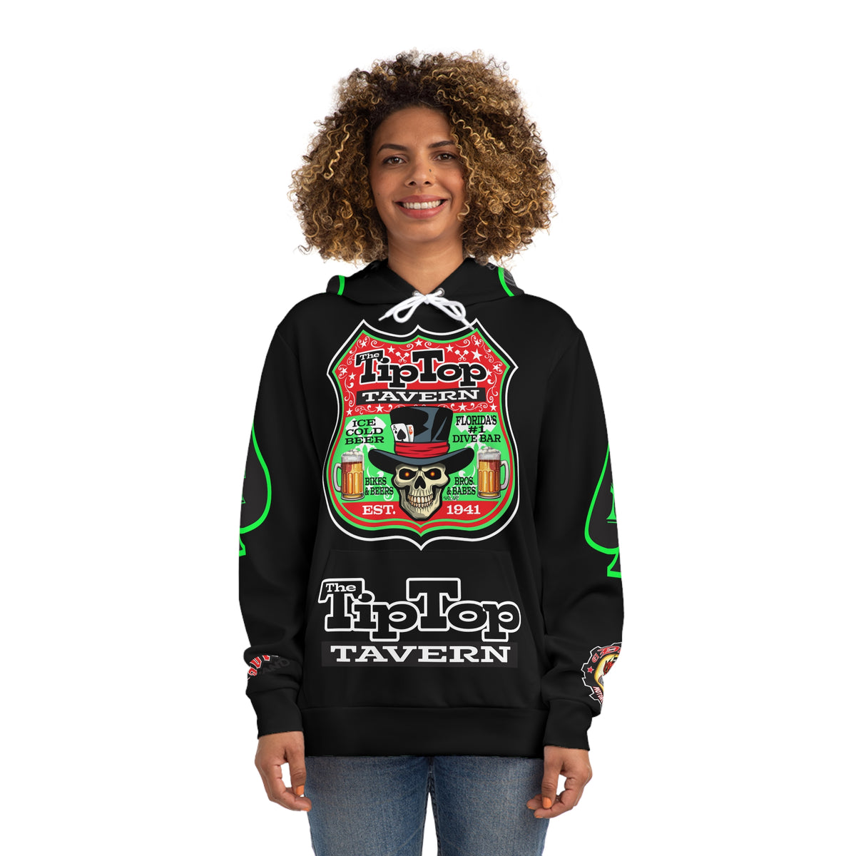 HoodZ Tip Top Tavern America's Best Dive Bar Super Hoodie - Ace of Spades Special Edition - High Visibility Lumina Green Accents