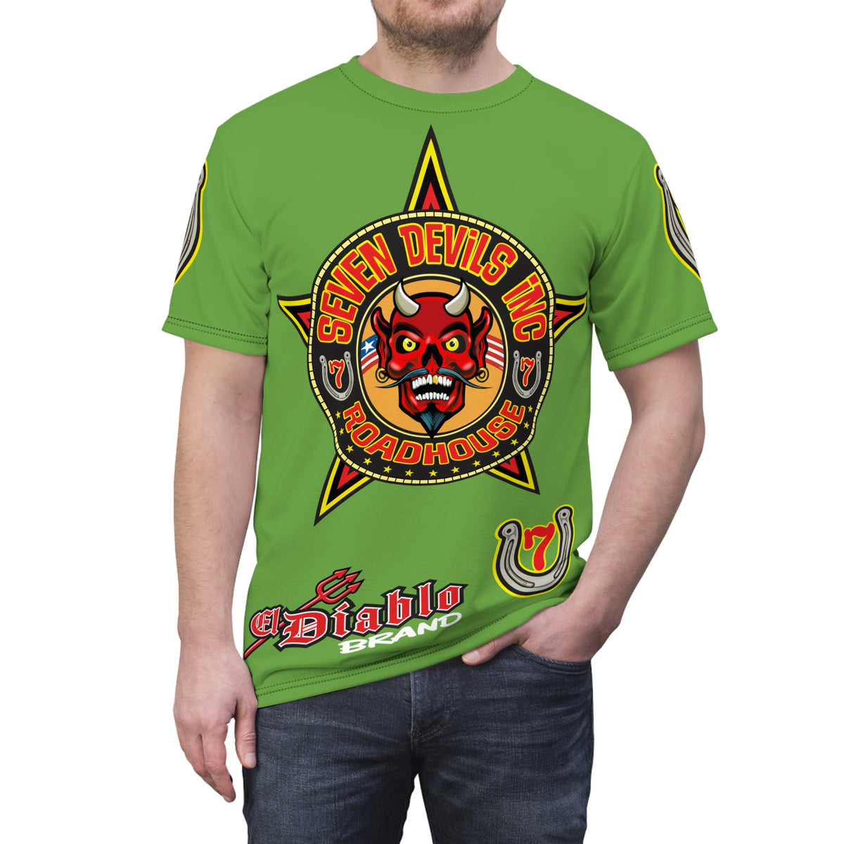 Seven Devils Inc. Roadhouse Graphic Tee - HiViz Motorcycle Custom Riding Super Tee