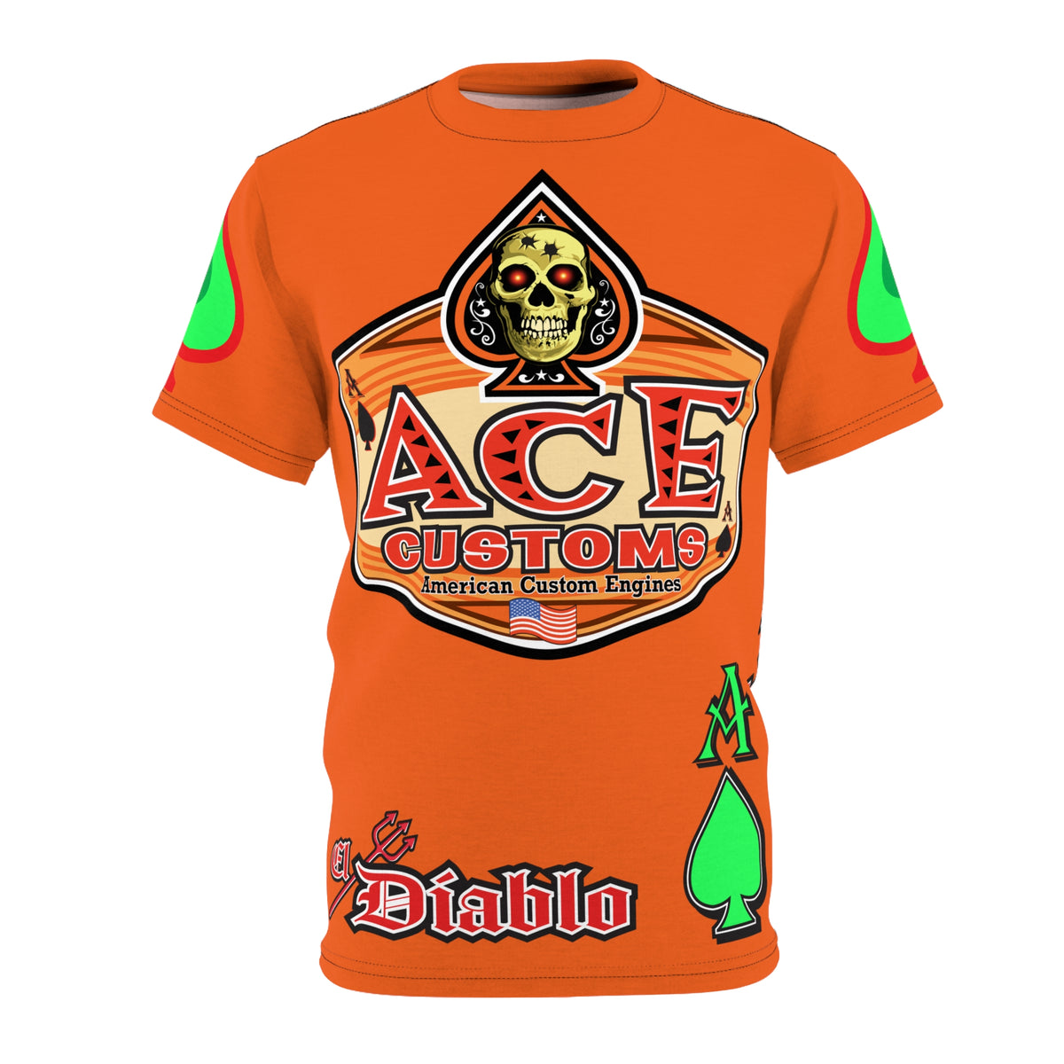American Custom Engines ACE - Specially Designed Lumina Green  Ace of Spades Death Card High visibility Graphics