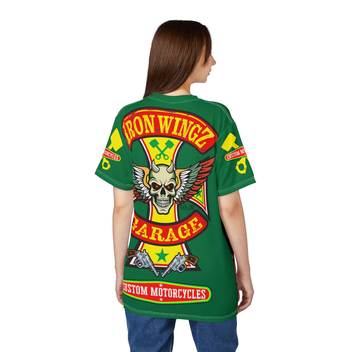 Iron Wingz Garage HiViz Super Tee, Rockabilly Style Shirt, Badass Fashion Top, Perfect Gift for Bikers