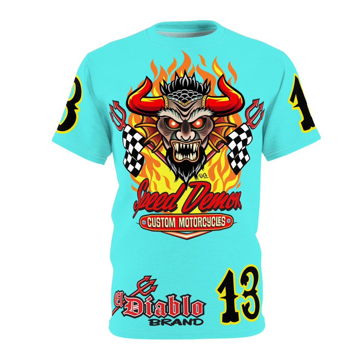 Speed Demon Customs BLU SKY Super Tee — Extreme Edgy Graphics - Bad Attitude Custom Biker Riding Gear