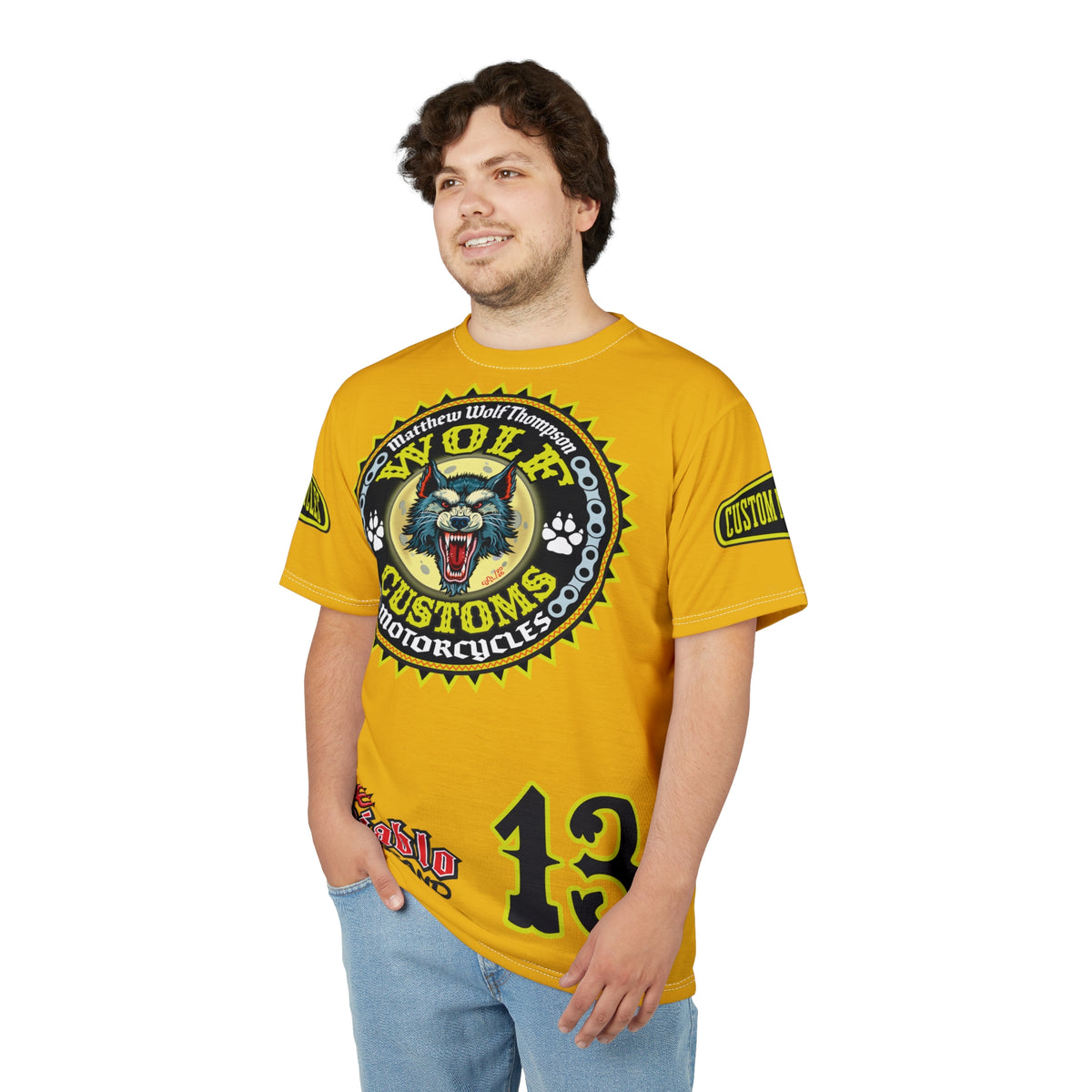 MWT Wolf Customs with XL HiViZ Graphics Super Tee —  The Best Biker Riding Tee EVER !!!