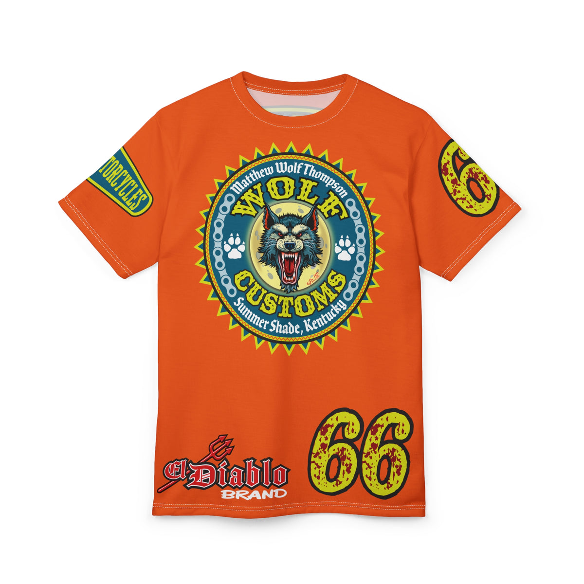 MWT Wolf Customs '66 Graphic HiViZ Super Tee — Retro Motorcycle Club Shirt, The Best Biker Riding Tee EVER !!!
