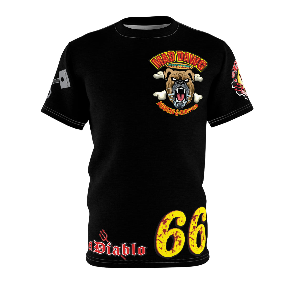Mad Dawg Custom Bobbers & Choppers Highest Quality HiViz Motorcycle Riding Tee Shirt