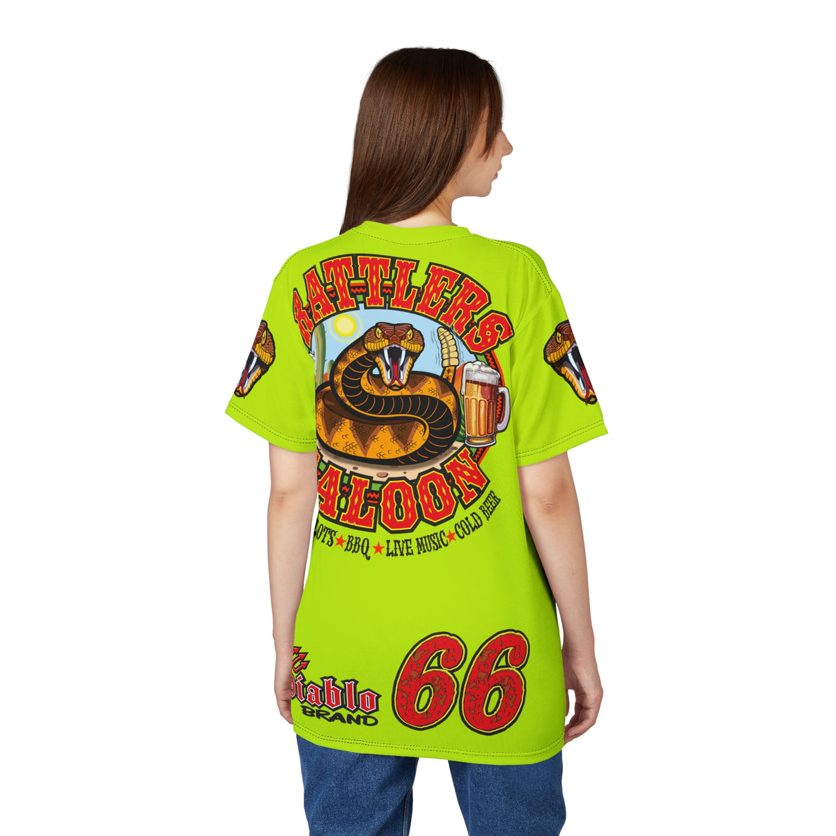 VERY Special Rattlers Saloon  BADAZZ HIVIZ SUPER TEE — Vintage Biker 66 Graphic Shirt