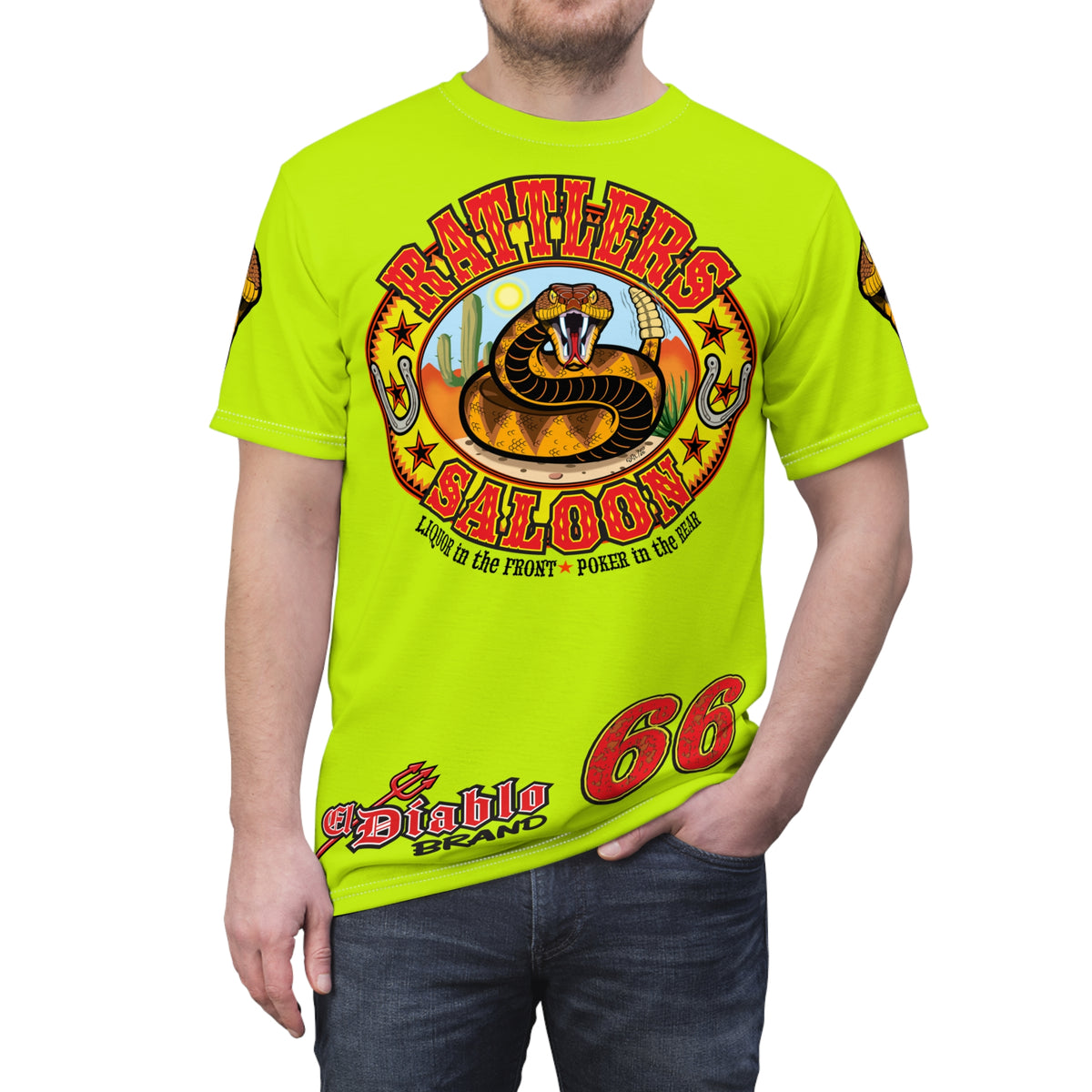 VERY Special Rattlers Saloon  BADAZZ HIVIZ SUPER TEE — Vintage Biker 66 Graphic Shirt