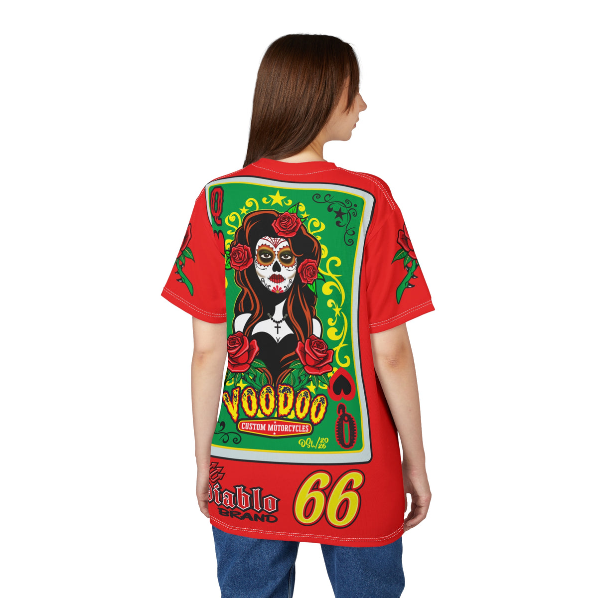 Voodoo Custom Motorcycles Tee — Queen of Hearts  Graphic Riding Super Tee