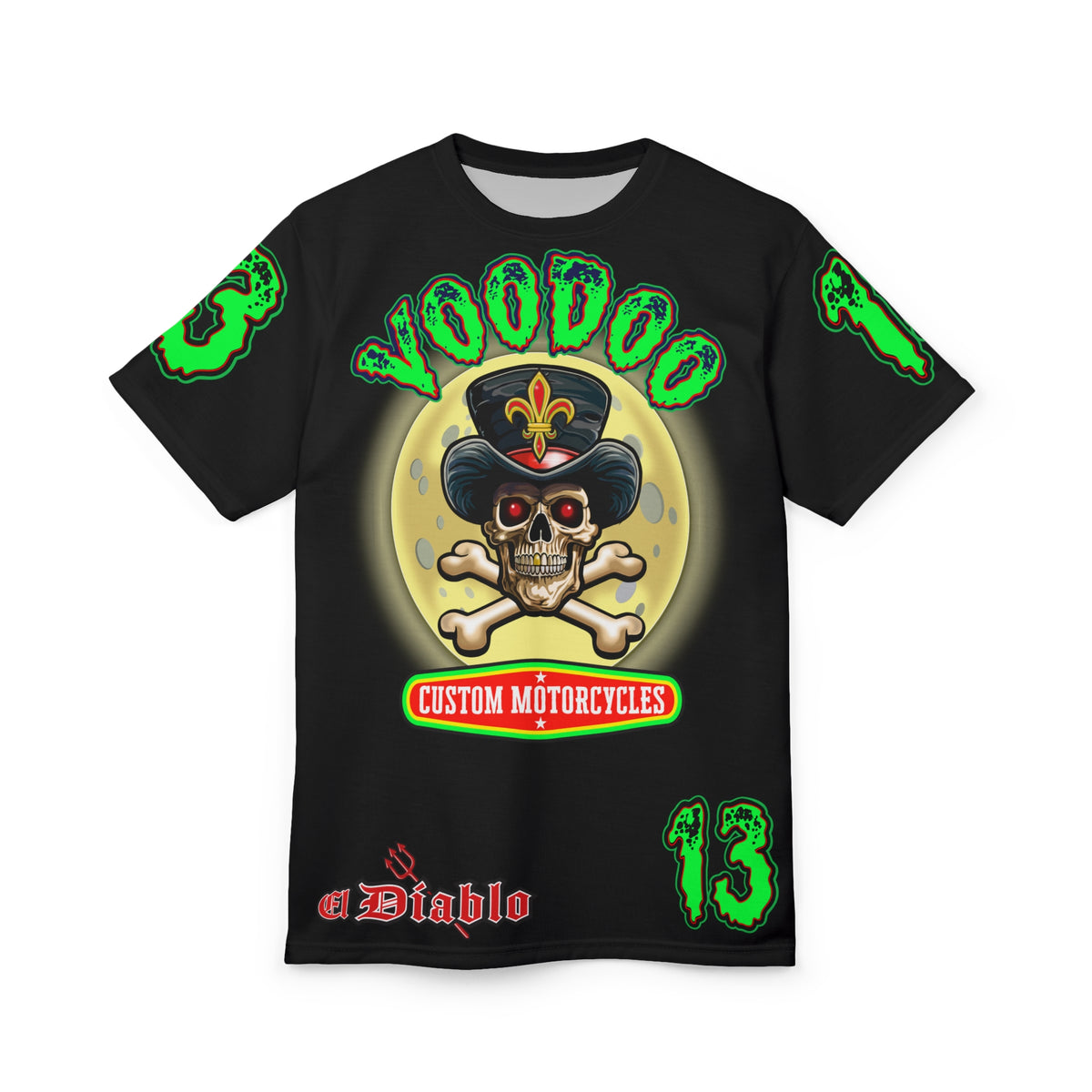 Voodoo Motorcycles Black Majic HiViz Super Tee, Unique Graphic Tee, Custom HiViz Apparel