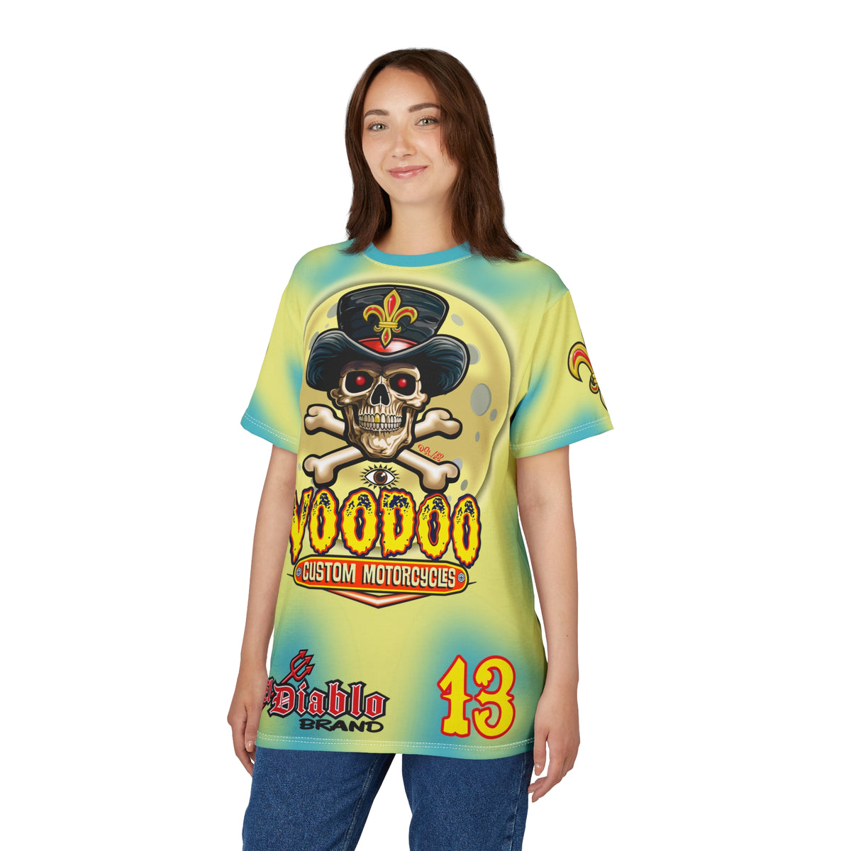 Voodoo Custom Motorcycles HIVIZ TYE DYE BLAST SUPER RIDING TEE - Look Cool, Ride Cool jn our Finest Biker Riding Tee