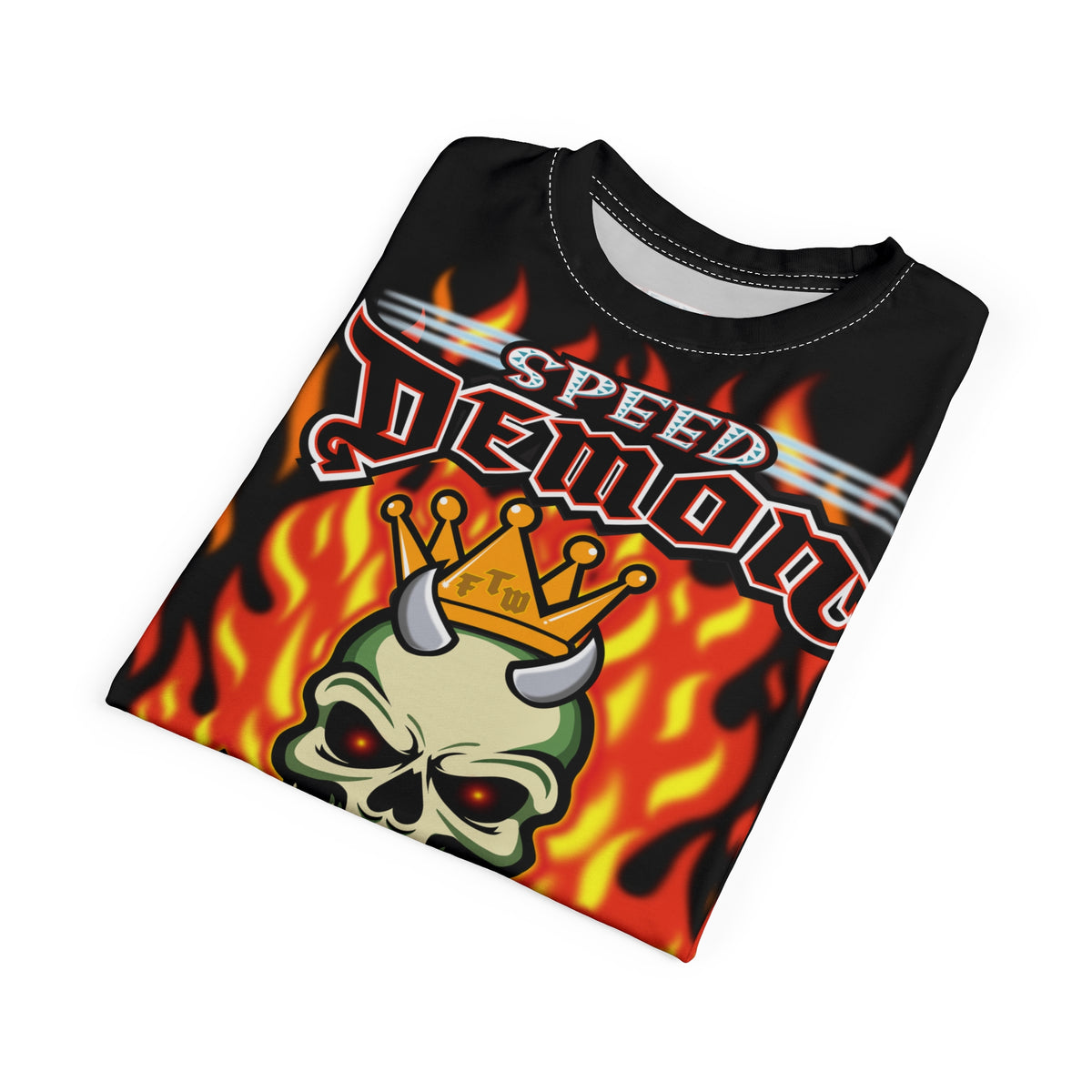 Speed Demon King of Speed Super Tee- Edgy Skull Flame Design for Bikers & Rebels
