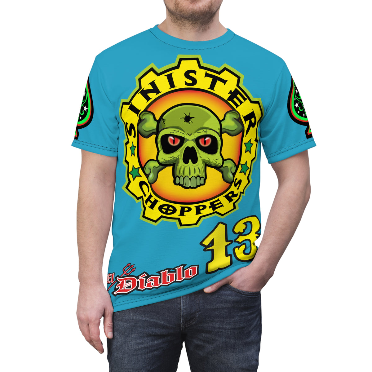 Sinister Choppers Electric Blue Spectacular Road Warrior Super Tee