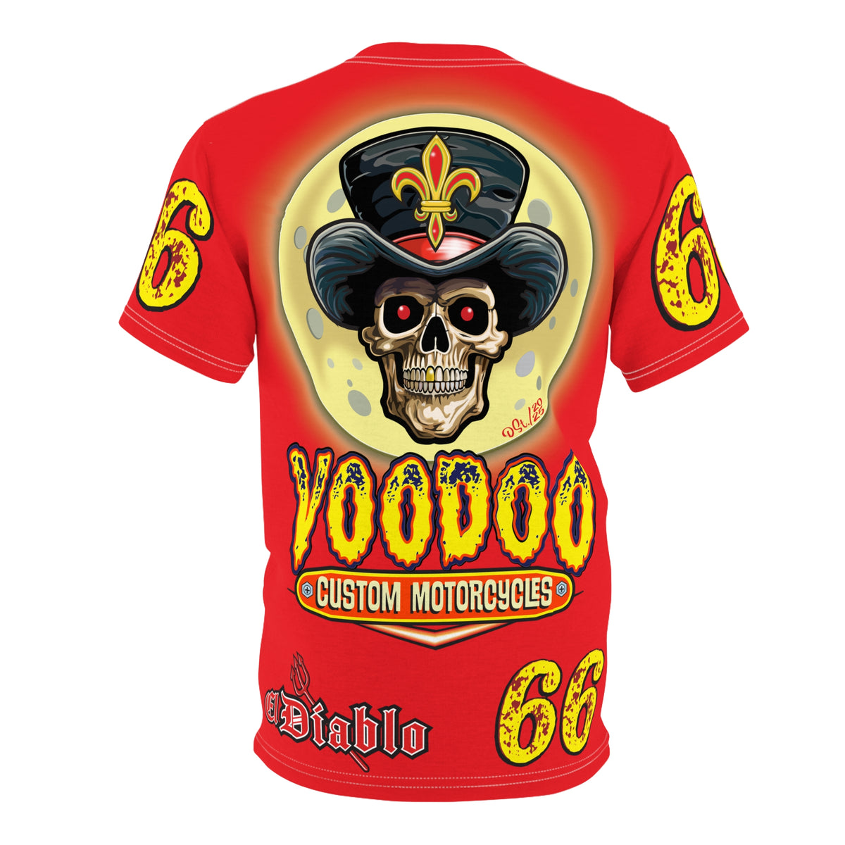 Voodoo Custom Motorcycles Unisex HiViz Tee, Edgy Graphic Shirt, Motorcycle Apparel, Skull T-Shirt, Perfect for Bikers