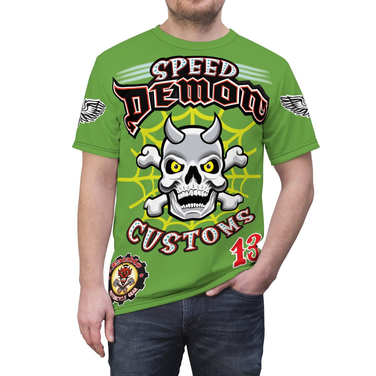 Speed Demon Customs Spectacular HiViz Super Tee - Devilishly Demented Bold Biker Design