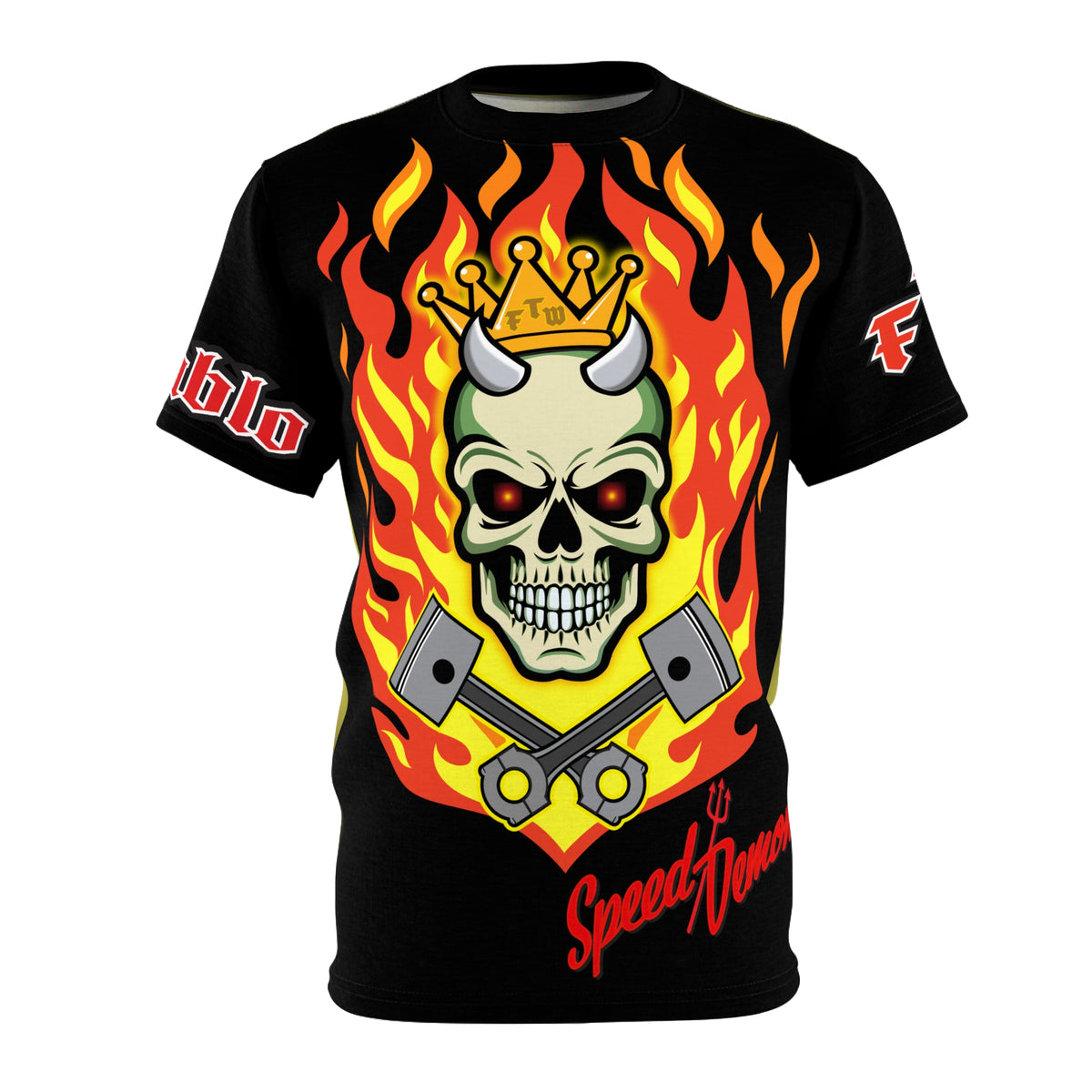 Speed Demon King -  Blaze inferno Front & Starburst Electric yellow Super Nova Back...HiViz Riding Tee