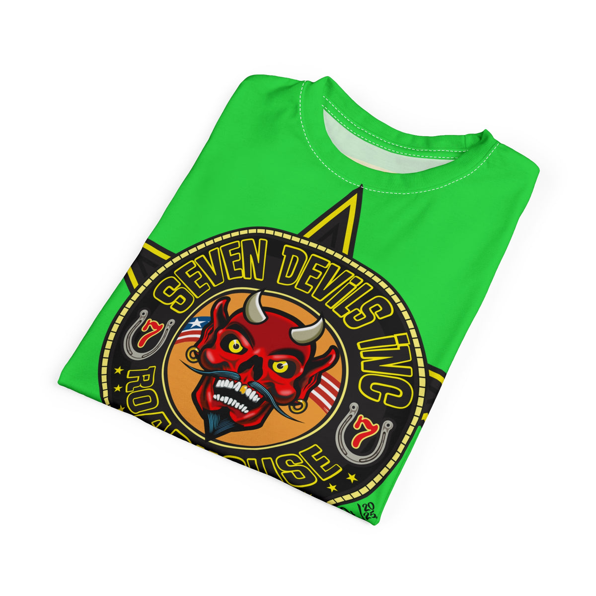 Very Special Seven Devils Inc. Roadhouse HiViZ Super Tee — Extreme Edgy Graphics - Bad Attitude Custom Biker Riding Gear