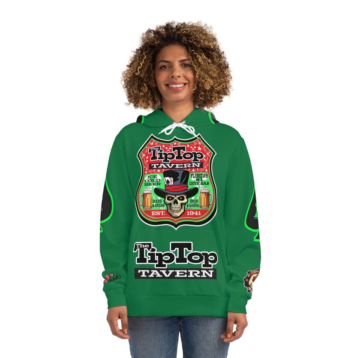 HoodZ Tip Top Tavern America's Best Dive Bar Super Hoodie - Ace of Spades Special Edition - High Visibility Lumina Green Accents