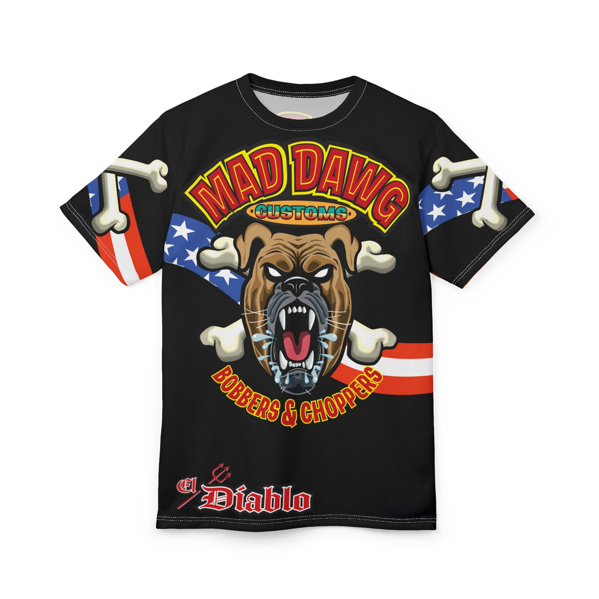 Mad Dawg Customs Americana, Edgy Motorcycle Apparel, HiViz Custom Riding TEE, Rebel Fashion, Biker Style