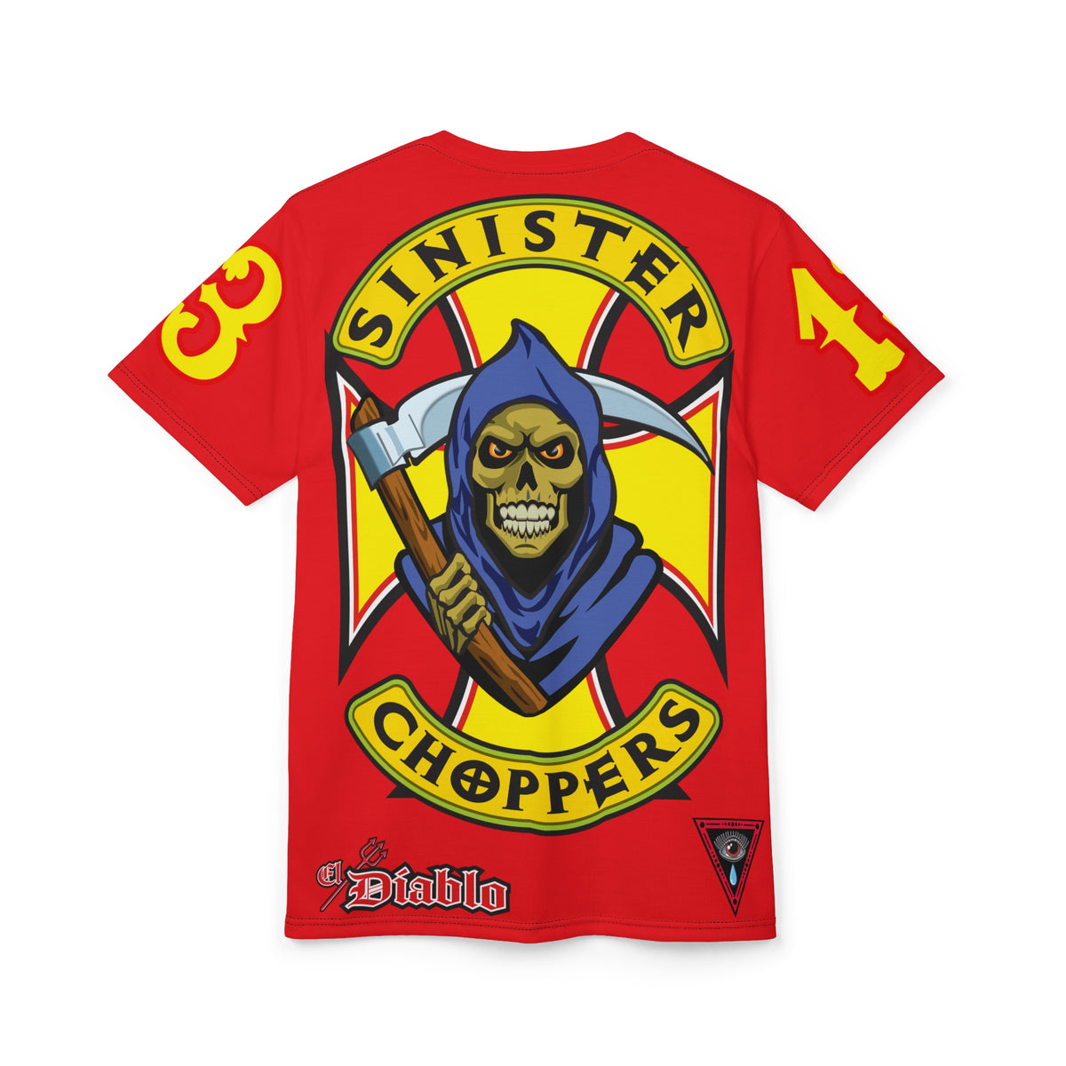 Sinister Choppers Reaper HiViz Super Tee - Unisex Skull Design for Bikers
